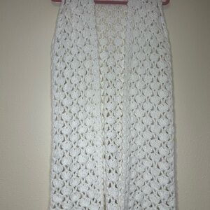 Bohemian White Hand Knit Maxi Vest Small/Medium